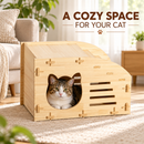 Cozy Wooden Cat House - Natural Wood Pet Shelter