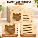 Wooden Cat House, Natural Wood Pet Shelter