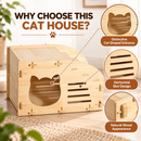 Cozy Wooden Cat House - Natural Wood Pet Shelter