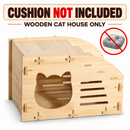 Wooden Cat House, Natural Wood Pet Shelter
