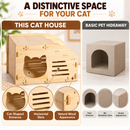 Cozy Wooden Cat House - Natural Wood Pet Shelter
