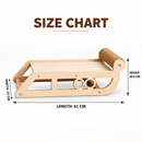 Wooden Cat Scratcher Lounge Bed, Natural Wood Pet Lounger with Sisal Scratching Roller