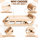 Wooden Cat Scratcher Lounge Bed, Natural Wood Pet Lounger with Sisal Scratching Roller