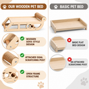 Wooden Cat Scratcher Lounge Bed, Natural Wood Pet Lounger with Sisal Scratching Roller