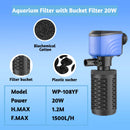Water Filter For Aquarium(20W-1500L/H, Black)