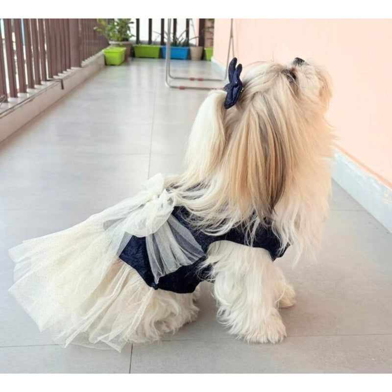 Dog Dress for Girls Dogs and Cats - Dark Blue