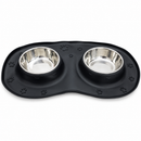Cature Care by Nature Dog & Cat Feeding Bowl Set, Stainless Steel Bowls with Anti-Slip Feeding Mat, Food & Water Bowls for Pets, Easy Clean Double Bowl Tray