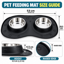 Cature Care by Nature Dog & Cat Feeding Bowl Set, Stainless Steel Bowls with Anti-Slip Feeding Mat, Food & Water Bowls for Pets, Easy Clean Double Bowl Tray