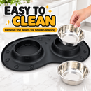 Cature Care by Nature Dog & Cat Feeding Bowl Set, Stainless Steel Bowls with Anti-Slip Feeding Mat, Food & Water Bowls for Pets, Easy Clean Double Bowl Tray