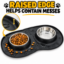 Cature Care by Nature Dog & Cat Feeding Bowl Set, Stainless Steel Bowls with Anti-Slip Feeding Mat, Food & Water Bowls for Pets, Easy Clean Double Bowl Tray