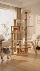 Wooden Cat Tree Tower with Sisal Scratching Posts | Cozy Cat Houses