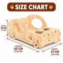 Wooden Cat Bed House, Natural Wood Pet Sleeping Den with Round Entry