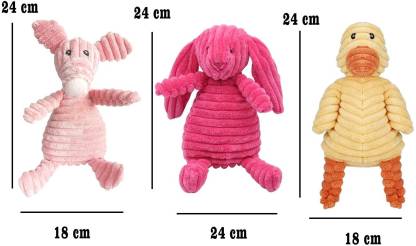 Emily Pets Stuffed Dog Toys, Tug of War Plush Dog Toy Set for Dog(Hot Pink,Yellow,Light Pink)Medium