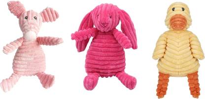 Emily Pets Stuffed Dog Toys, Tug of War Plush Dog Toy Set for Dog(Hot Pink,Yellow,Light Pink)Medium