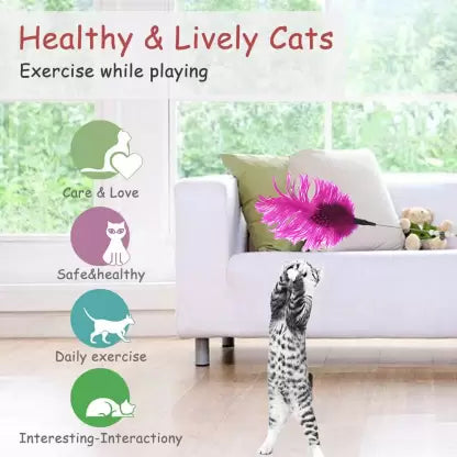 Interactive Cat Feather Wand Toy for Cats and Kittens