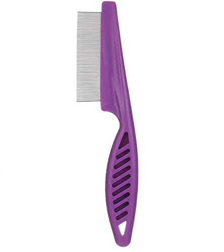 Stainless Steel Fine Tooth Flea Lice Tear Stain Remover Comb-18 CM (Violet)