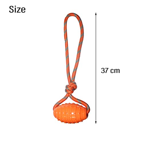 Rubber Rugby Spike Ball Rope Toy For Dog