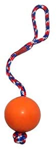 Emily Pets Solid Rubber Ball with Multicolor Rope Dog chew (Large)