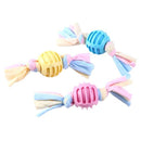 Rubber Ball toy With Rope Knot For Dog Teeth Cleaning