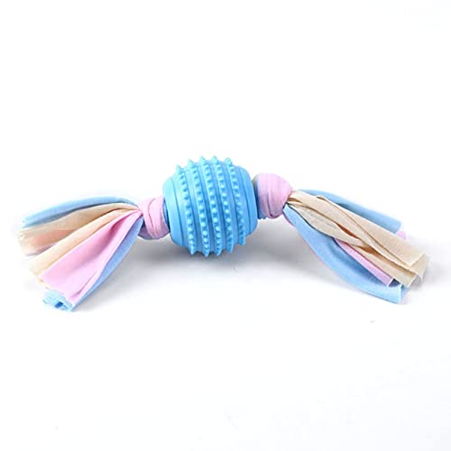 Emily Pets Cute Safe Rope Toys Teeth Clean Toys Set with Cotton and Rubber for Small Dogs(Sky Blue,Pink,Yellow)