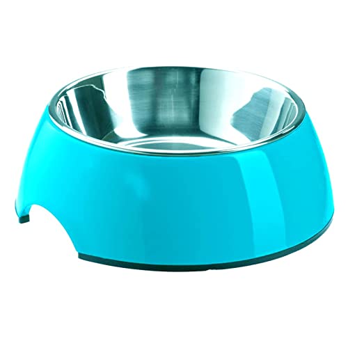 Emily Pets Retro Bowl 100% Melamine Non-Skid Silicone Base Bowl for Dogs Cats (Pista Green,White,Pink,Sky Blue,Black,Grey, S-M-L)