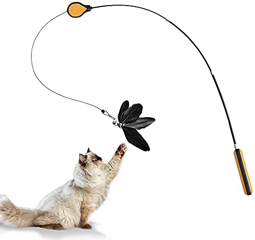 Cat Toy Kitten Interactive Stick with Retractable Wire