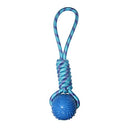 Dog Rubber Paw Print Ball with Nylon Knot Rope Toy for Puppy