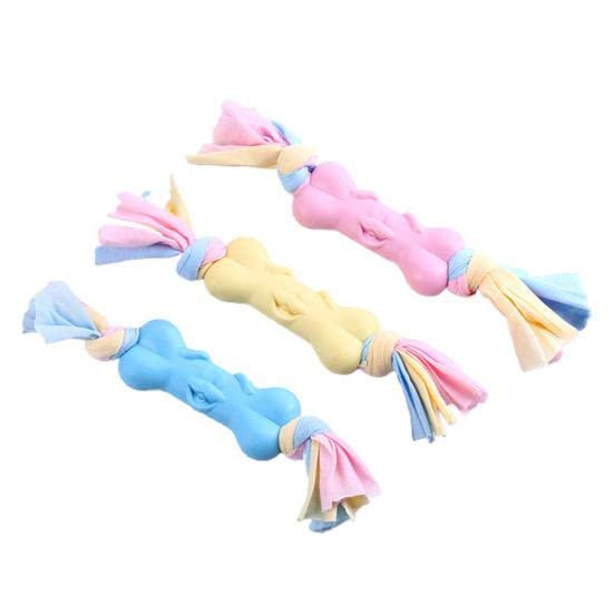 Emily Pets Wear Resistant Dog Chew Toy Small Medium Interactive Bone Pet Supplies(Sky Blue,Yellow,Pink)