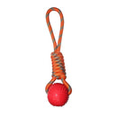 Dog Rubber Paw Print Ball with Nylon Knot Rope Toy for Puppy