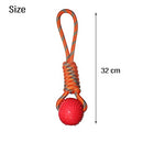 Dog Rubber Paw Print Ball with Nylon Knot Rope Toy for Puppy