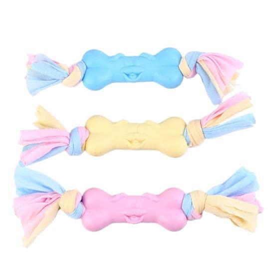 Emily Pets Wear Resistant Dog Chew Toy Small Medium Interactive Bone Pet Supplies(Sky Blue,Yellow,Pink)