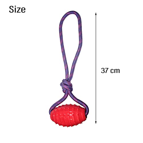 Emily Pets Dog TPR Rubber Rugby Spike Ball Rope Toy for Puppy and Small Breed-Dog(Orange,Blue,Red)