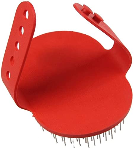 Emily Pets Dog and Cat Pet Rubber Grooming Brush,Stainless Steel Pin (Color: Red)