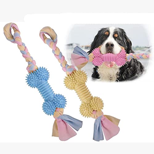 Emily Pets Dog Chew Bone Toy with Cotton Rope for Dogs Chewing pet Teeth Cleaner(Yellow,Sky Blue,Pink)