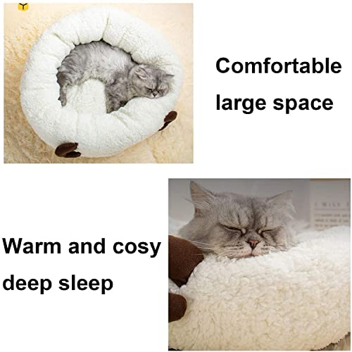 Lulala Warm Soft and Comfortable Dog House Donut pet Bed (Grey, White)