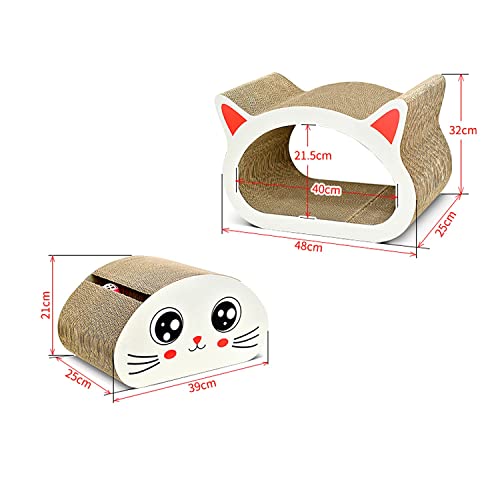Emily Pets Cat 2 in 1 Reversible Scratching Pad with Cat-Head Shape Cat Scratch Lounge for Cats & Kittens (Multicolor)