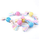 Rubber Ball toy With Rope Knot For Dog Teeth Cleaning