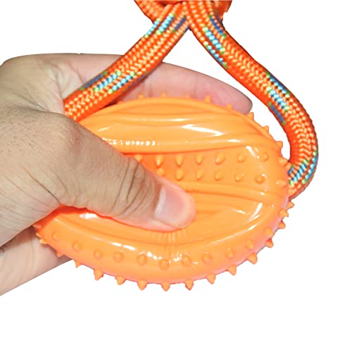 Rubber Rugby Spike Ball Rope Toy For Small Dog