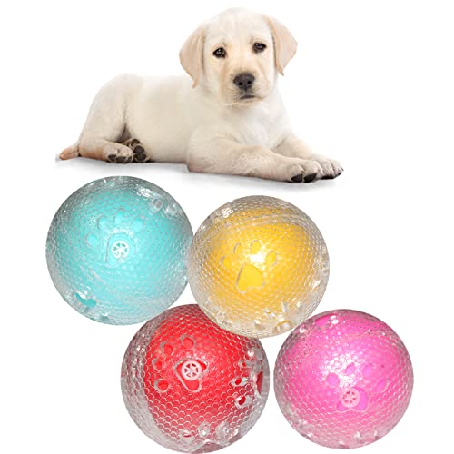 Squeaky Rubber Ball Toys Paw Print For Dog