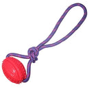 Rubber Rugby Spike Ball Rope Toy For Small Dog
