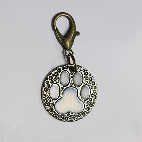 Emily Pets Shape Antique Round Pendant Cum Tag Bronze Look Gold for Memorial Personalized Dog