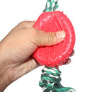 Rubber Rugby Spike Ball Rope Toy For Dog