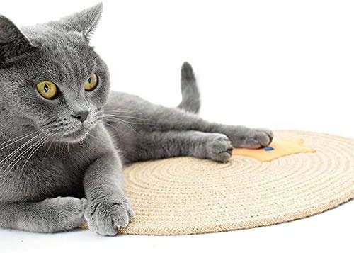 Cat Scratching Mat, Natural Hemp Rope Round Cat Scratch Board