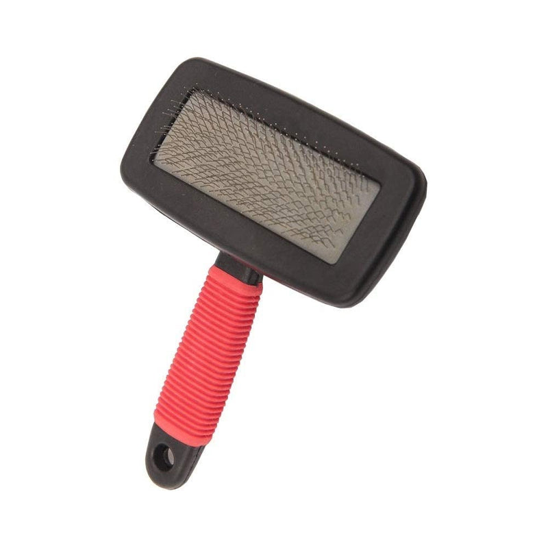 Emily Pets Universal Pins Slicker with rubberized Handle,Big Dog Slicker Brush for Pets(Red Medium)