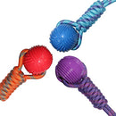 Dog Rubber Paw Print Ball with Nylon Knot Rope Toy for Puppy
