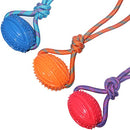 Rubber Rugby Spike Ball Rope Toy For Small Dog