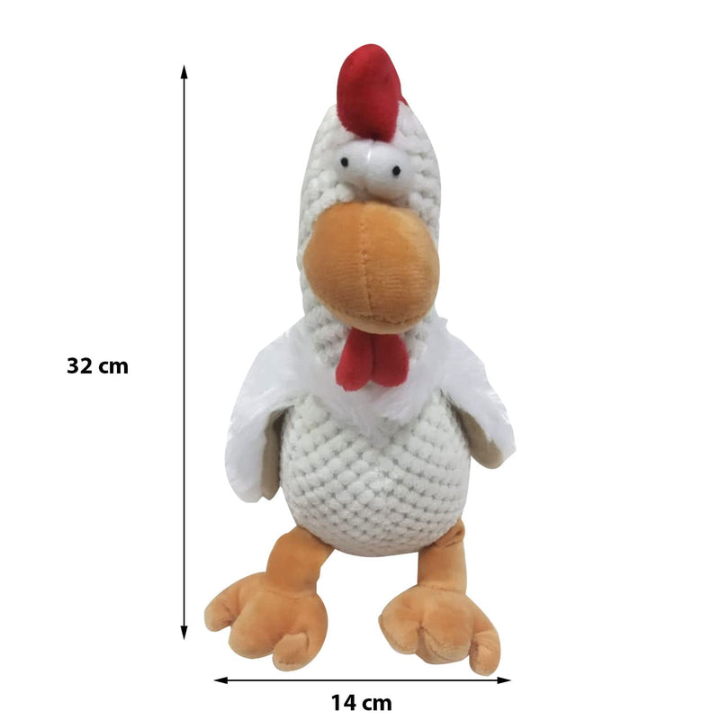 Emily Pets Chicken Shape Checkers Skinny Rooster With Chew Guard Technology Tough Plush Toy For Pets(White)