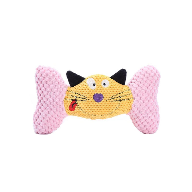 Emily Pets Pretty Comy Pet Cat Face Bones to Bite The Sound Plush Toy For Pets (Green,Pink,Blue)