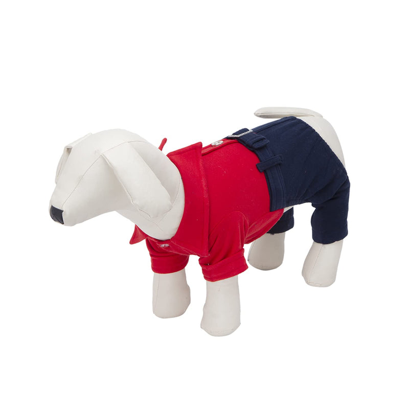 Lulala Dog Winter Coat Soft Fleece Pullover Pajamas Jacket Jumpsuit For Pets (Red-Blue)