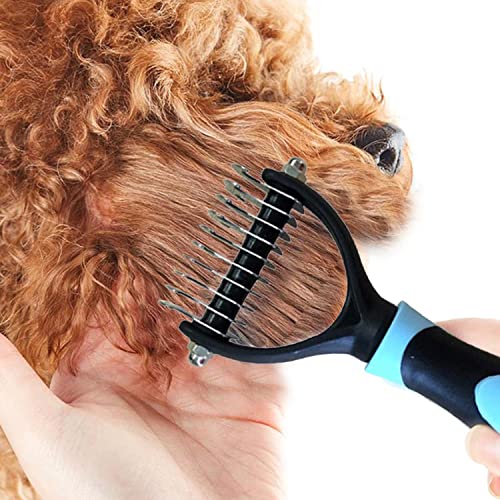 Emily Pets Pet Grooming Tools, Comfort Handle Dematting for Dogs and Cats(Red,Blue)